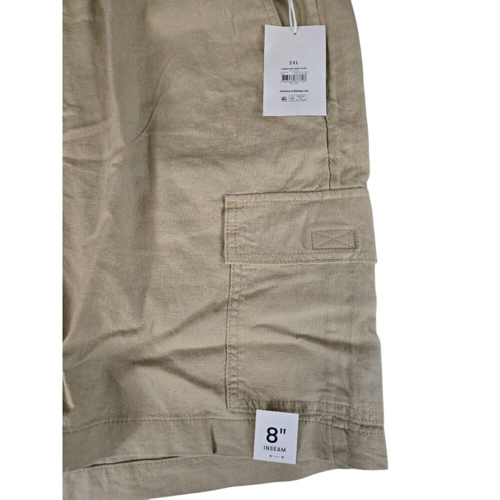 Free Assembly Men's Linen Blend Pull-On Cargo Shorts Plus Size 2XL NWT - Picture 5 of 7